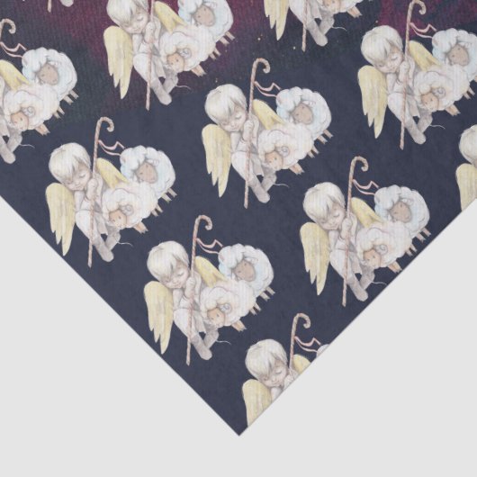 クリスマス・エンジェル・シェパードと羊の模様 薄葉紙 (詳細)