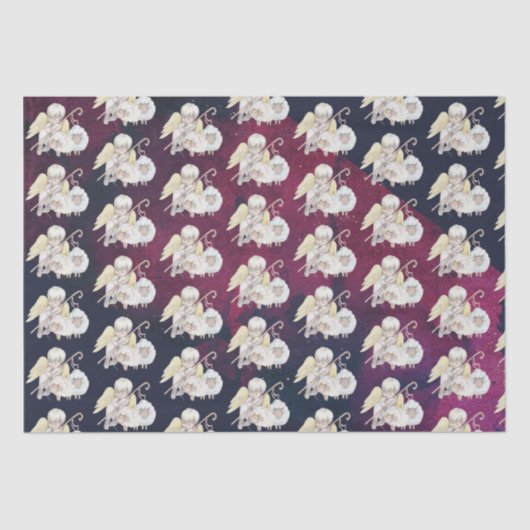 クリスマス・エンジェル・シェパードと羊の模様 薄葉紙 (正面)