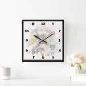 クリスマス・エンジェル・シェパードと羊 スクエア壁時計 (ホーム)