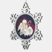 クリスマス・エンジェル・シェパードと羊 スノーフレークピューターオーナメント (右)