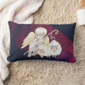 クリスマス・エンジェル・シェパードと羊 ランバークッション (ブランケット)