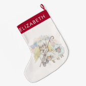 クリスマス・エンジェル・シェパードと羊 ラージクリスマスストッキング (裏面 (吊り時))