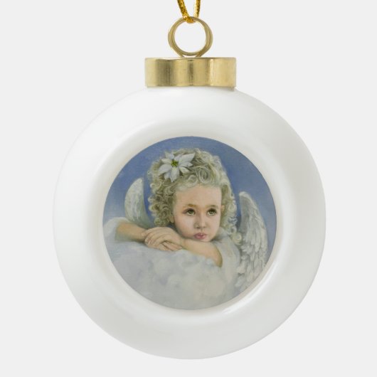 クリスマス・エンジェル セラミックボールオーナメント (正面)