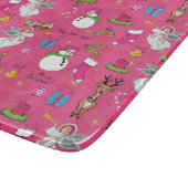 クリスマス・エンジェル、鹿と雪だるま カッティングボード (角)