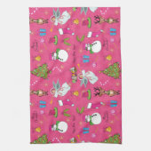 クリスマス・エンジェル、鹿と雪だるま キッチンタオル (縦)