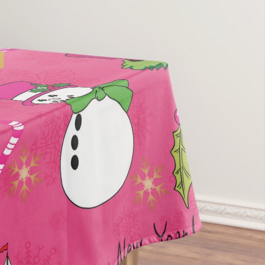 クリスマス・エンジェル、鹿と雪だるま テーブルクロス (インサイチュ)