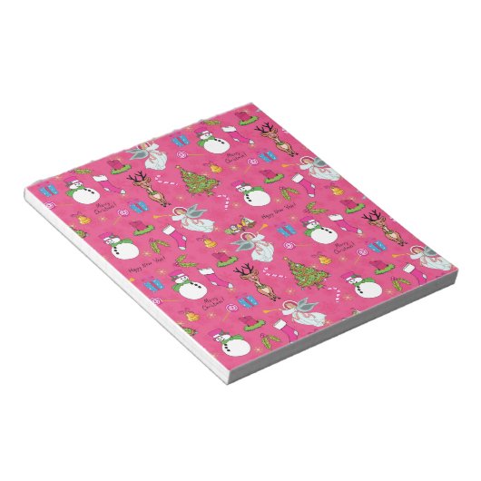 クリスマス・エンジェル、鹿と雪だるま ノートパッド (アングル)