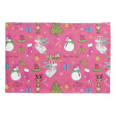 クリスマス・エンジェル、鹿と雪だるま 枕カバー (裏面)