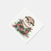 クリスマス・オッター スタンダードカクテルナプキン (角)