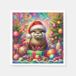 クリスマス・オッター スタンダードカクテルナプキン