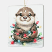 クリスマス・オッター セラミックオーナメント (左)