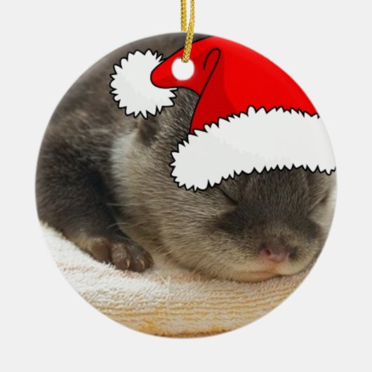 クリスマス・オッター セラミックオーナメント (正面)