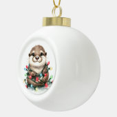 クリスマス・オッター セラミックボールオーナメント (右)