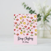 クリスマス オブジェ クリスマスの森 ピンク ポストカード (スタンド正面)