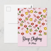 クリスマス オブジェ クリスマスの森 ピンク ポストカード (正面/裏面)