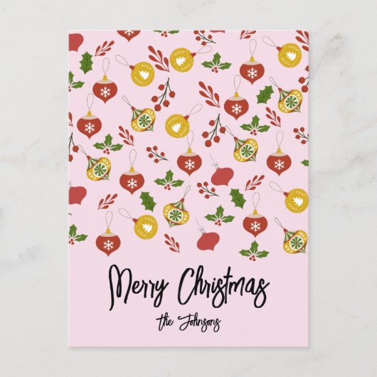 クリスマス オブジェ クリスマスの森 ピンク ポストカード (正面)