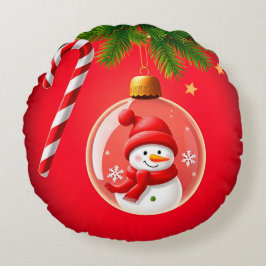 クリスマス オブジェ スノーマン キャンディケーン オーナメント ラウンドクッション