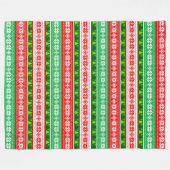 クリスマス オブジェ デザイン 赤 白 緑 フリースブランケット (正面(横))