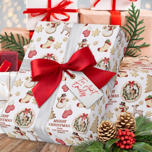 クリスマス オリジナル 写真 & 名前入り クッキー ラッピングペーパー
