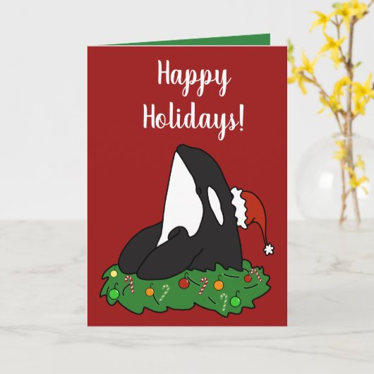 クリスマス・オルカ カード (黄色い花)