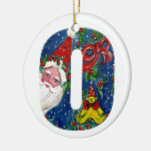 クリスマス・オレター/赤いリボンのサンタクロース セラミックオーナメント (左)