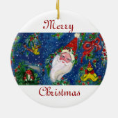 クリスマス・オレター/赤いリボンのサンタクロース セラミックオーナメント (裏面)