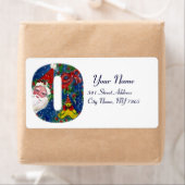 クリスマス・オレター/赤いリボンのサンタクロース ラベル (インサイチュ)