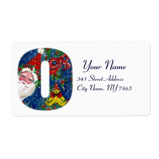 クリスマス・オレター/赤いリボンのサンタクロース ラベル (正面)