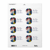 クリスマス・オレター/赤いリボンのサンタクロース ラベル (フルシート)