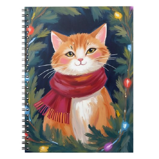 クリスマス オレンジ 猫 クリスマスのペット ノートブック (正面)