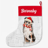 クリスマス・オーストラリアの羊飼い(犬の名前あり) ラージクリスマスストッキング (裏面)