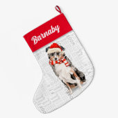 クリスマス・オーストラリアの羊飼い(犬の名前あり) ラージクリスマスストッキング (裏面 (吊り時))