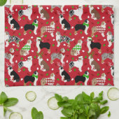 クリスマス・オーストラリア・シェパード キッチンタオル (折り畳み)
