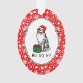 クリスマス・オーストラリア・シェパード(青メルルタン/w 1) オーナメント (正面)