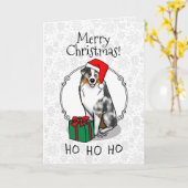 クリスマス・オーストラリア・シェパード（青メルルタン/w 1） カード (黄色い花)