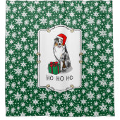 クリスマス・オーストラリア・シェパード(青メルルタン/w 1) シャワーカーテン (正面)