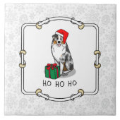 クリスマス・オーストラリア・シェパード(青メルルタン/w 1) タイル (正面)