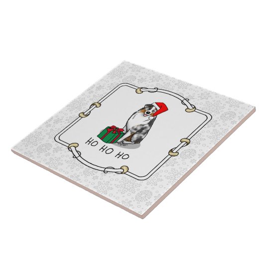 クリスマス・オーストラリア・シェパード(青メルルタン/w 1) タイル (側面)