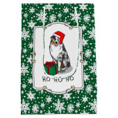 クリスマス・オーストラリア・シェパード（青メルルタン/w 1） ミディアムペーパーバッグ (裏面)