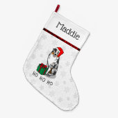 クリスマス・オーストラリア・シェパード(青メルルタン/w 1) ラージクリスマスストッキング (正面 (吊り時))