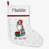 クリスマス・オーストラリア・シェパード(青メルルタン/w 1) ラージクリスマスストッキング (正面)