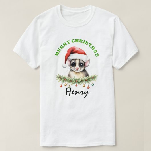 クリスマス オーストラリア 動物 スガーグライダー 家族 男性 Tシャツ (デザイン正面)