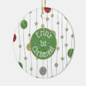 クリスマス「オーナメント&スター」オーナメントのパーソナライズ セラミックオーナメント (左)