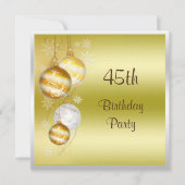 クリスマス オーナメント & スター 45歳の誕生日 招待状 (正面)