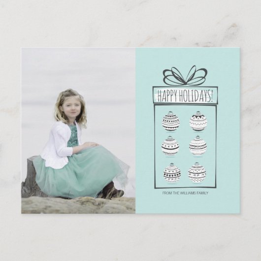 クリスマス オーナメント ホリデー フォト ポストカード (正面)