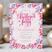 クリスマス オーナメント 水彩パターン ホリデー 招待状