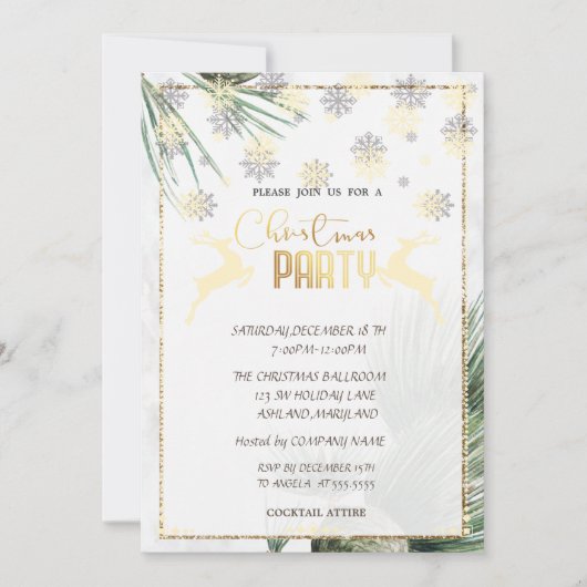 クリスマス オーナメント、親愛なる、枝 クリスマス パーティー 招待状 (正面)