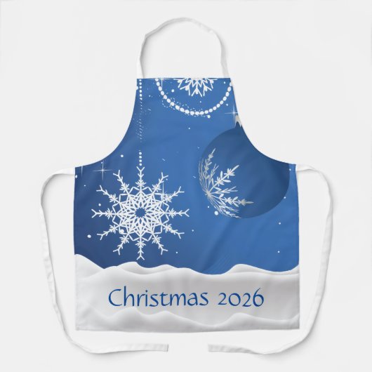 クリスマス オーナメント 雪の結晶 2026 名前入り エプロン (正面)