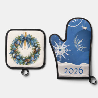 クリスマス オーナメント 雪の結晶 2026 名前入り 鍋つかみ&鍋敷きセット