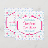 クリスマス オープンハウス カラフルな雪の結晶 招待状 (正面/裏面)